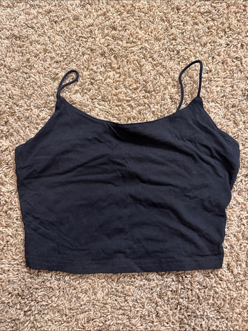 SHEIN Black Slim Spaghetti-Strap Cropped Tank Top